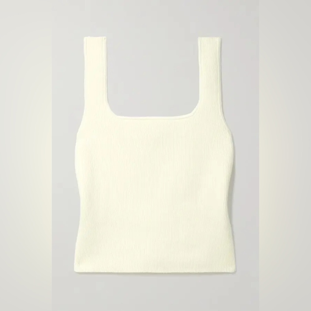 Reformation Julia Tank Top – Ivory Ribbed – Size XS